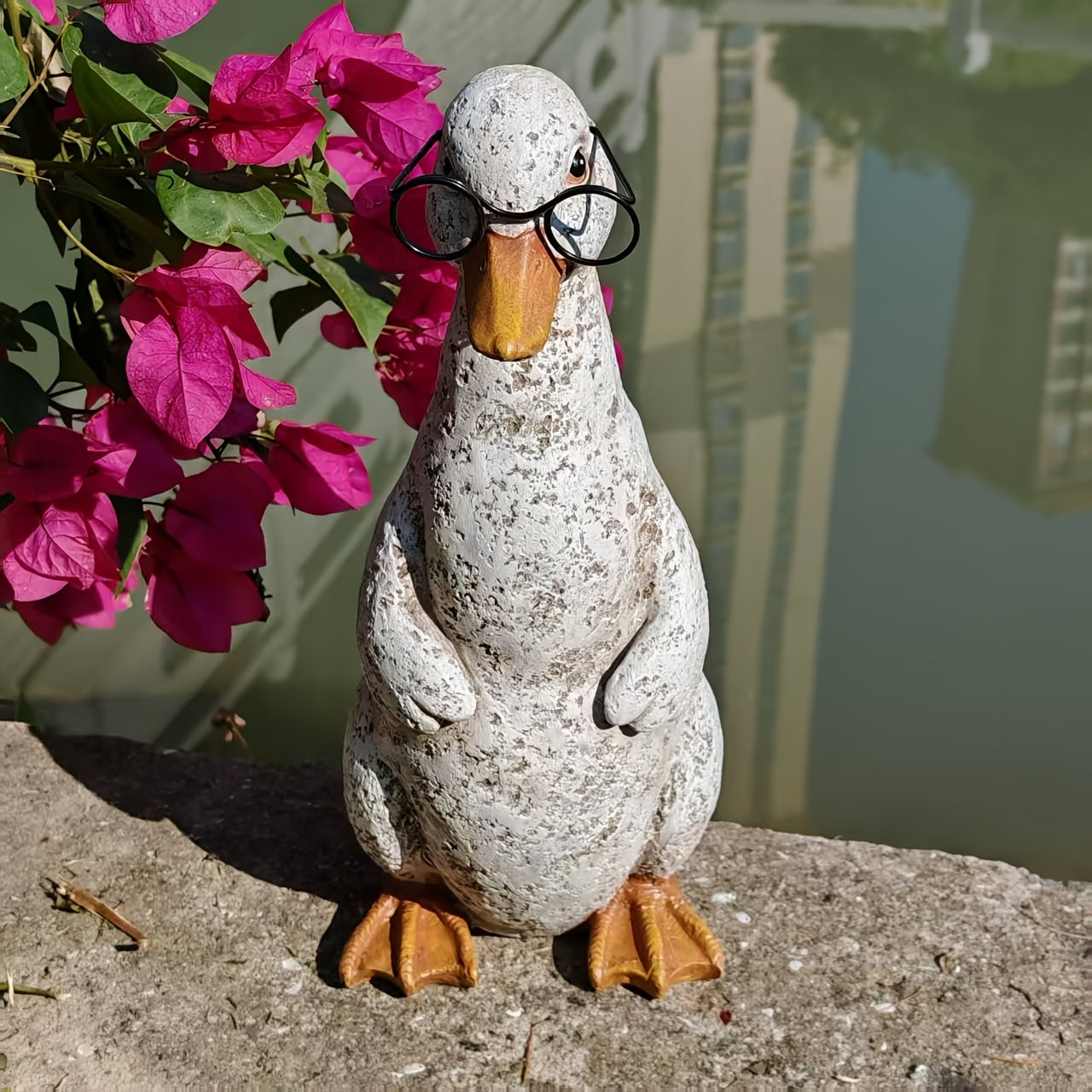 Ručno izrađena statua patke od smole u vintage stilu - Figurica patke džentlmena koja sedi, pogodna za ljubitelje živine, dekor za baštu u zatvorenom/na otvorenom, ukras za travnjak, praznični poklon za statue patki (Smola)