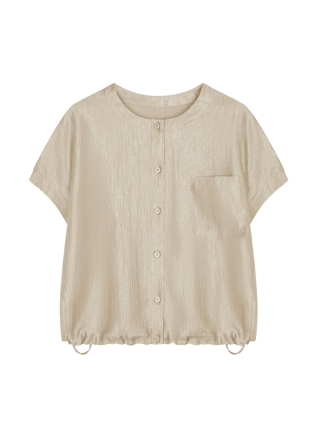 XWI New Spring/Summer Women's Shirt, High-IQ Lazy Acetate Blouse Top, Casual and Fashionable Short-Sleeve Shirt for Daily Commuting, Featuring a High-IQ Feel, Light, Casual, and Refreshing Style