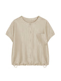 XWI New Spring/Summer Women's Shirt, High-IQ Lazy Acetate Blouse Top, Casual and Fashionable Short-Sleeve Shirt for Daily Commuting, Featuring a High-IQ Feel, Light, Casual, and Refreshing Style