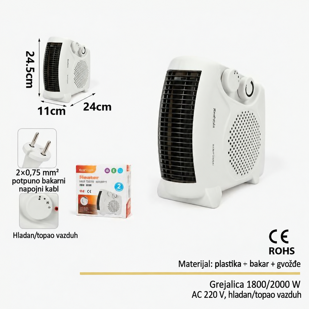 Ventilator sa toplim vazduhom i dvostrukom kontrolom temperature