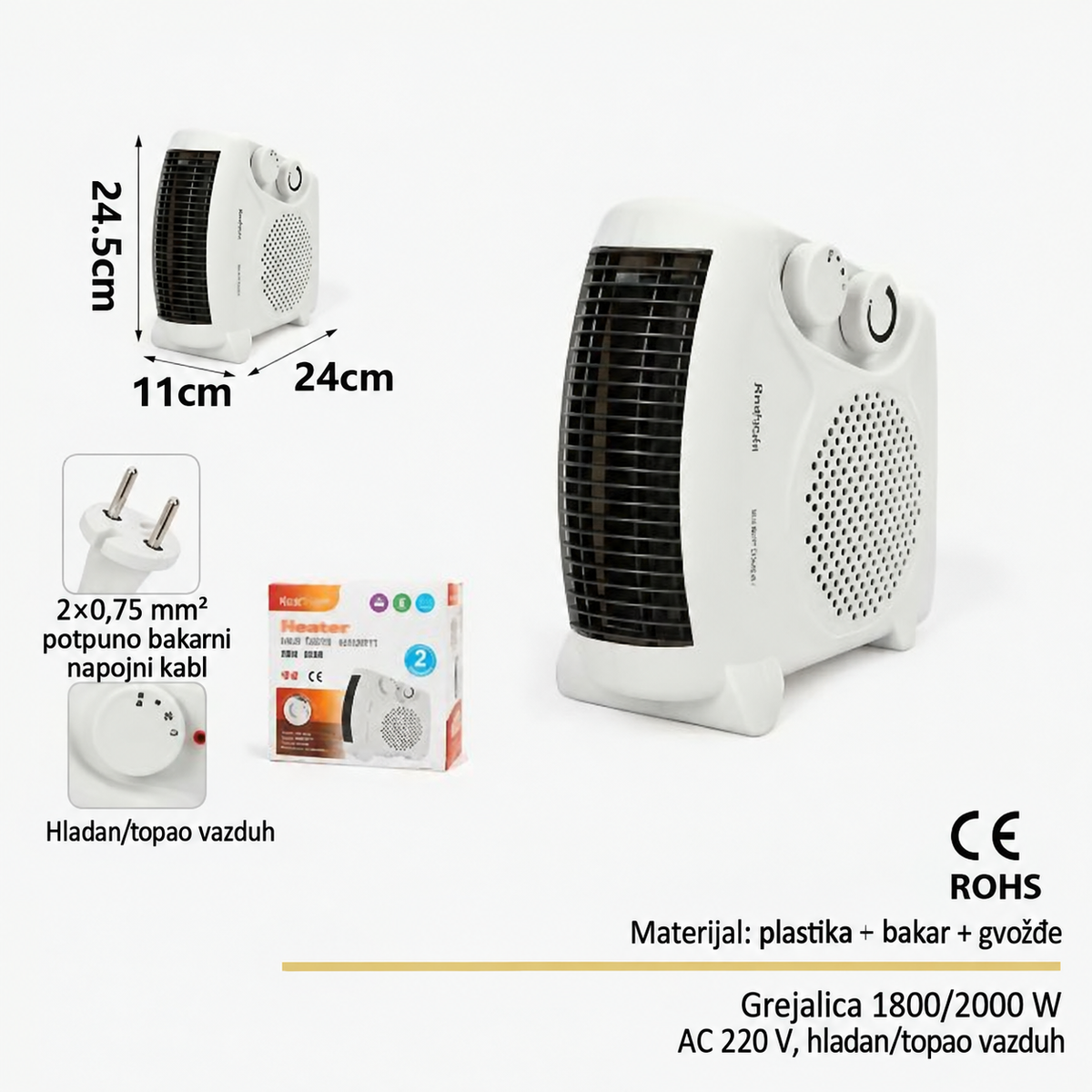 Ventilator sa toplim vazduhom i dvostrukom kontrolom temperature