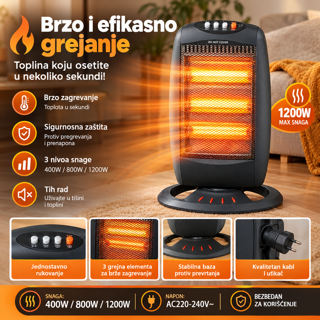 Rotirajuća grejalica sa ventilatorom