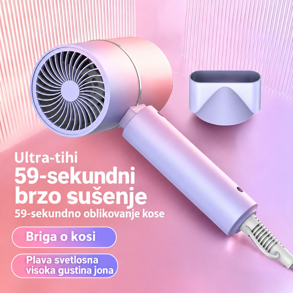 Fen za kosu od 1500 W, sklopivi i prenosivi, sa funkcijom negativnih jona