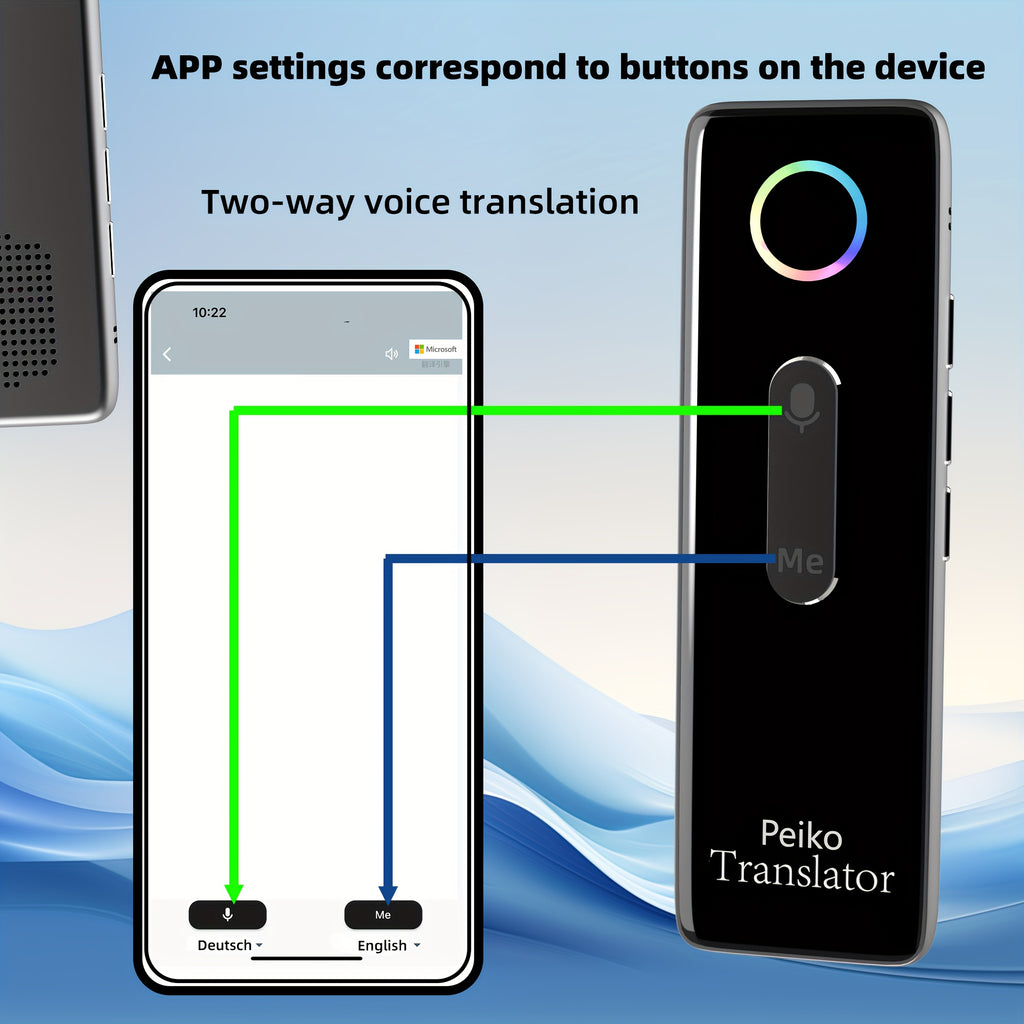 Portable Language Translator Device, Two-Way Instant Translator, APP Online Voice Translation, 136 Languages Supported, High Accuracy Translator Device for Travel Business Learning