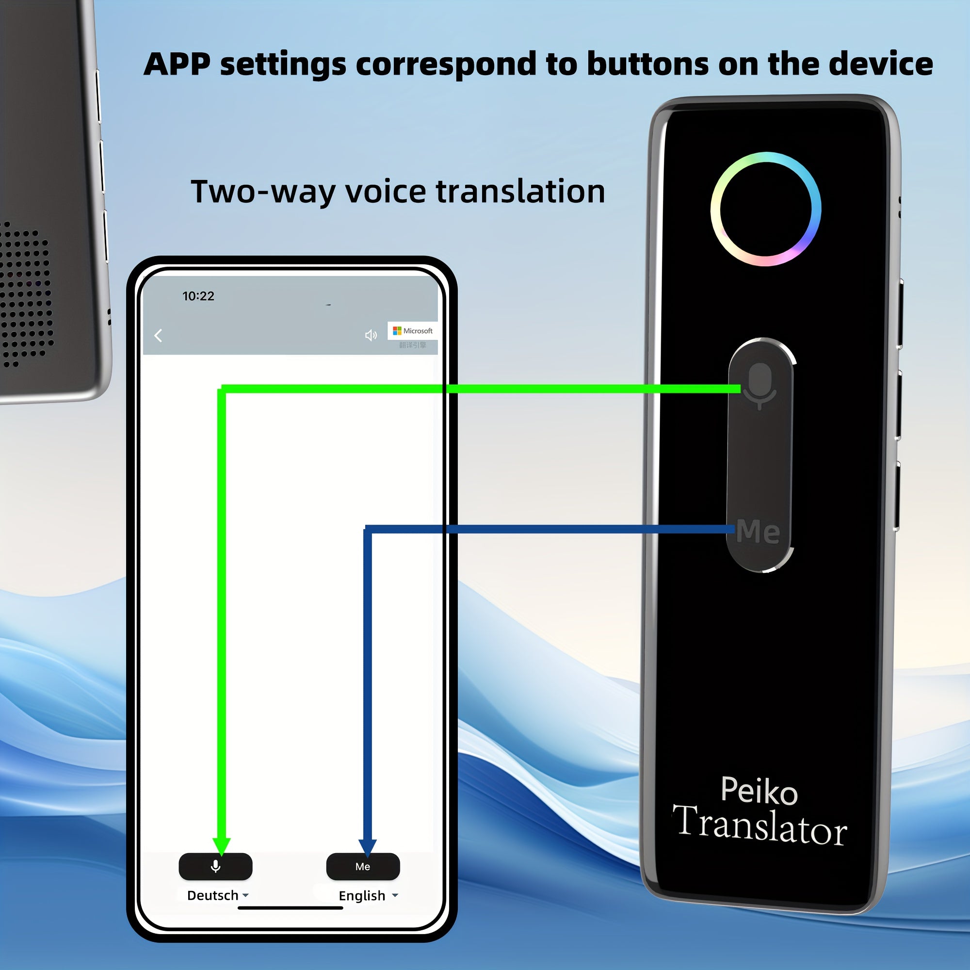 Portable Language Translator Device, Two-Way Instant Translator, APP Online Voice Translation, 136 Languages Supported, High Accuracy Translator Device for Travel Business Learning