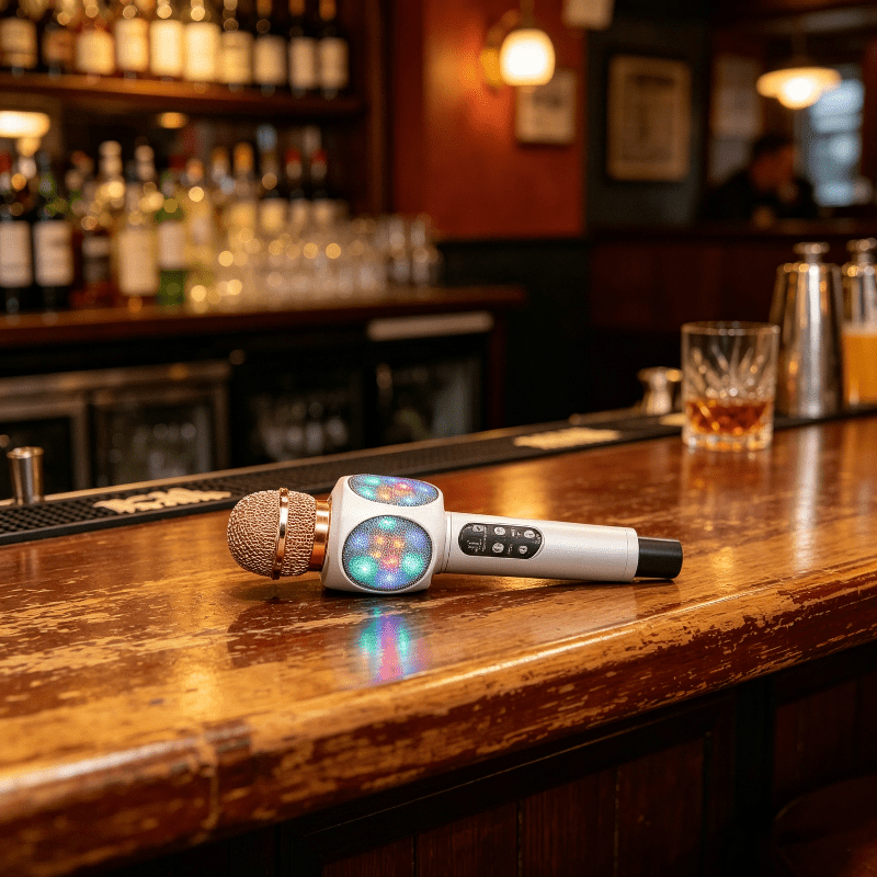 Bluetooth karaoke mikrofon sa LED svetlima, 2-u-1 bežični mikrofon i zvučnik