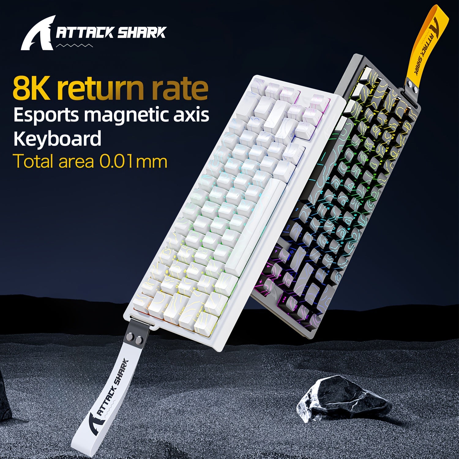 8K Hz Ultra-Fast Response ATTACK SHARK X68 HE Mechanical Gaming Keyboard - 0.01mm RT Precision + RGB Dynamic Lighting, Win/Mac Dual System Compatible, Ergonomic Wired Keyboard with USB Cable & Keycap Puller