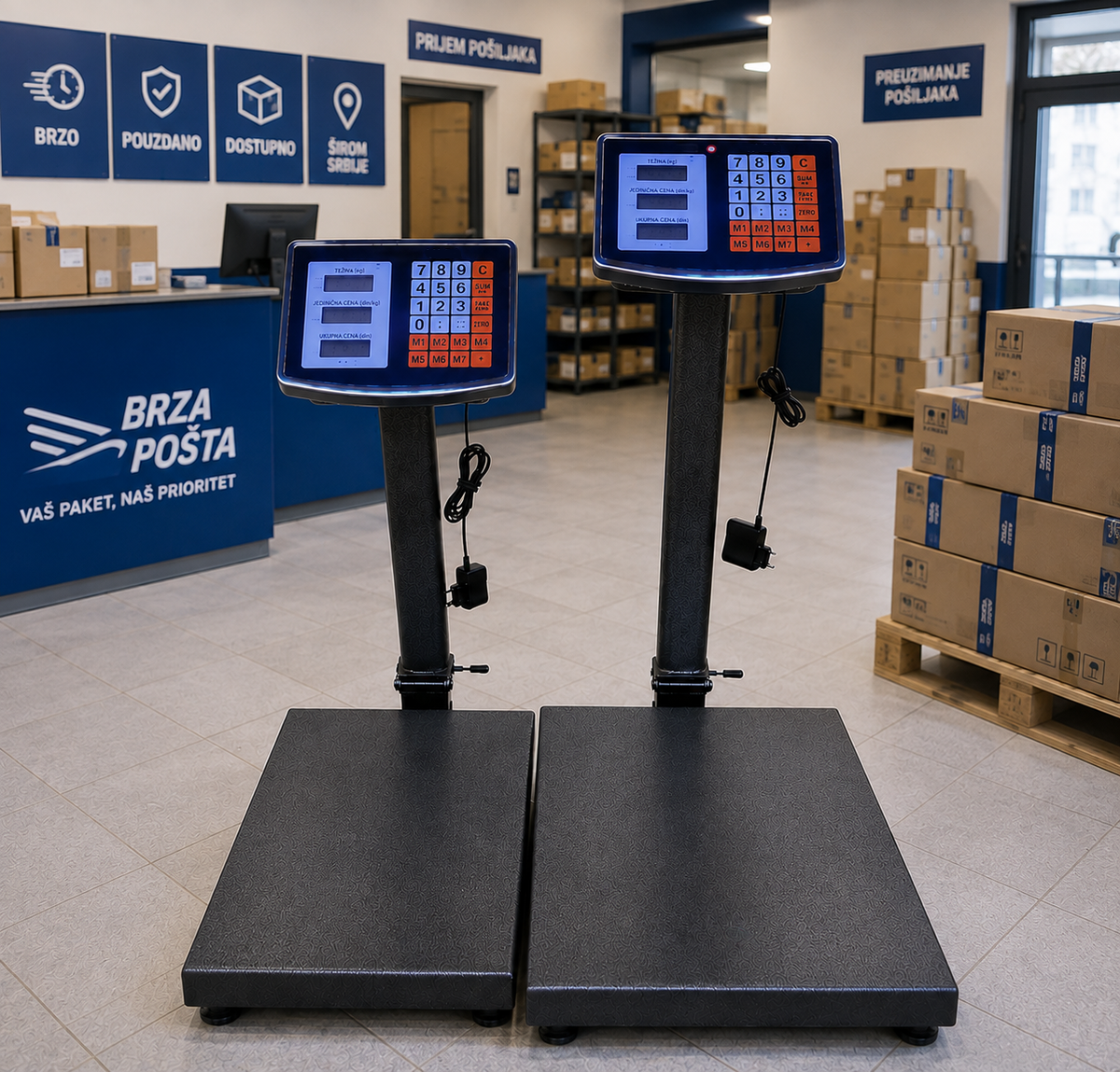 Komercijalna elektronska platformska vaga nosivosti 150 kg / 300 kg