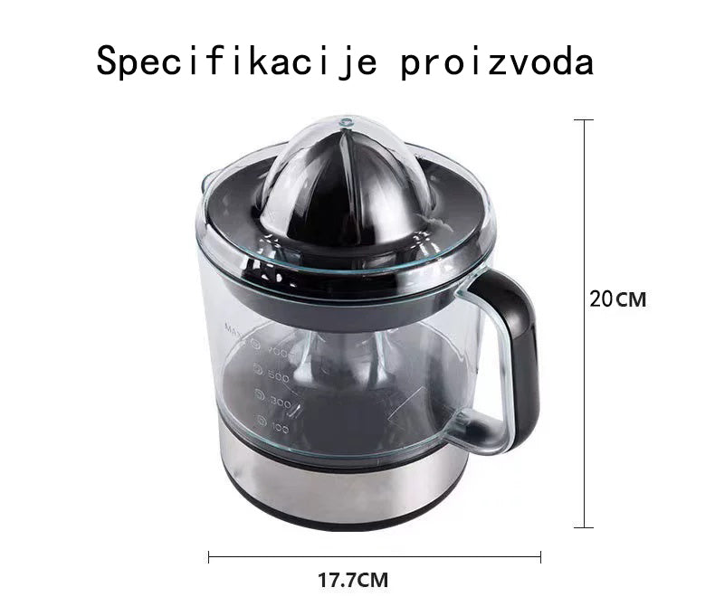 Električni sokovnik sa vidljivim procesom ceđenja