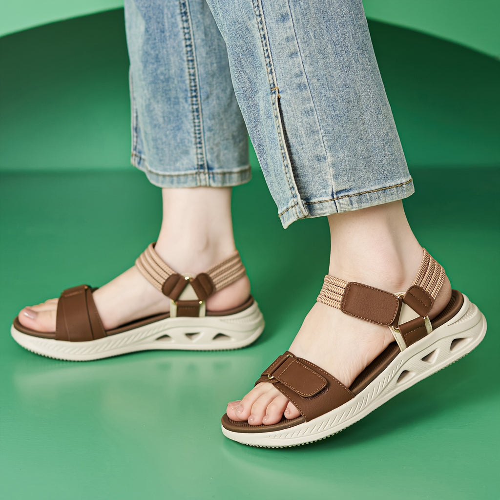 2026 New Summer Women'S Sandals Comfortable And Versatile Hookandloop Casual Beach Sandals Soft Thick Sole Wedge Shoes, Women Shoes