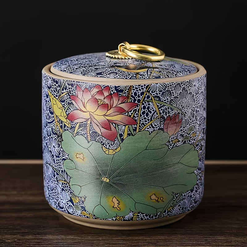 2pcs Enamel Ceramic Sealed Jars, Decorative Airtight Containers for Nuts, Snacks, Tea, Coffee - Food Contact Safe, Home Decor Storage Canisters