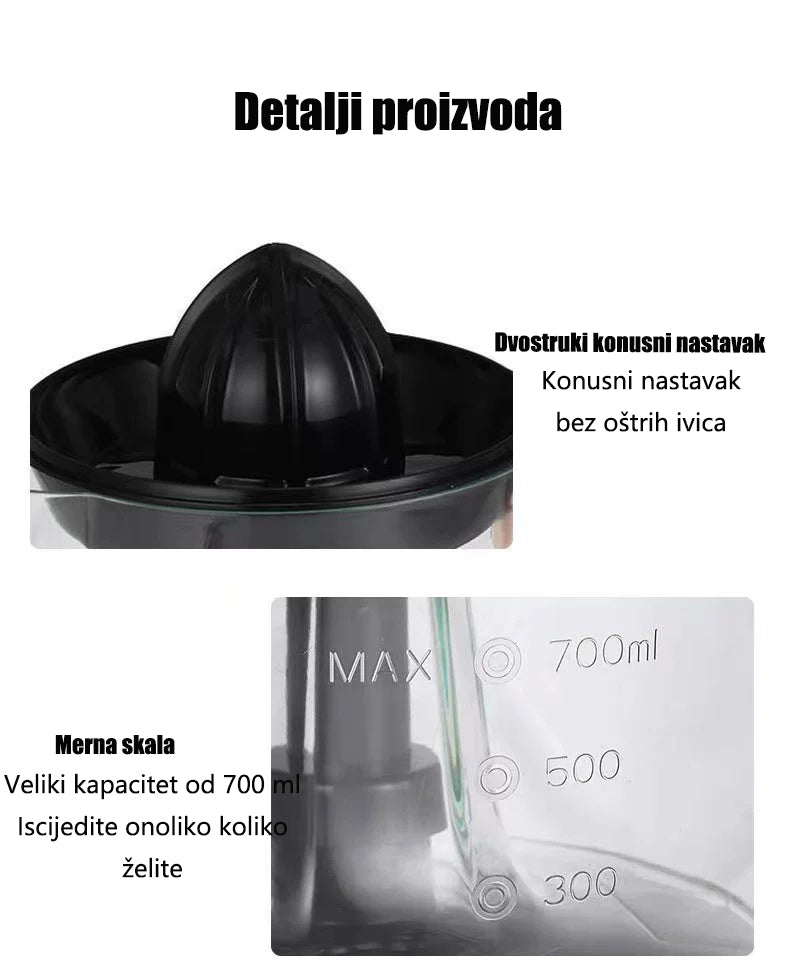 Električni sokovnik sa vidljivim procesom ceđenja