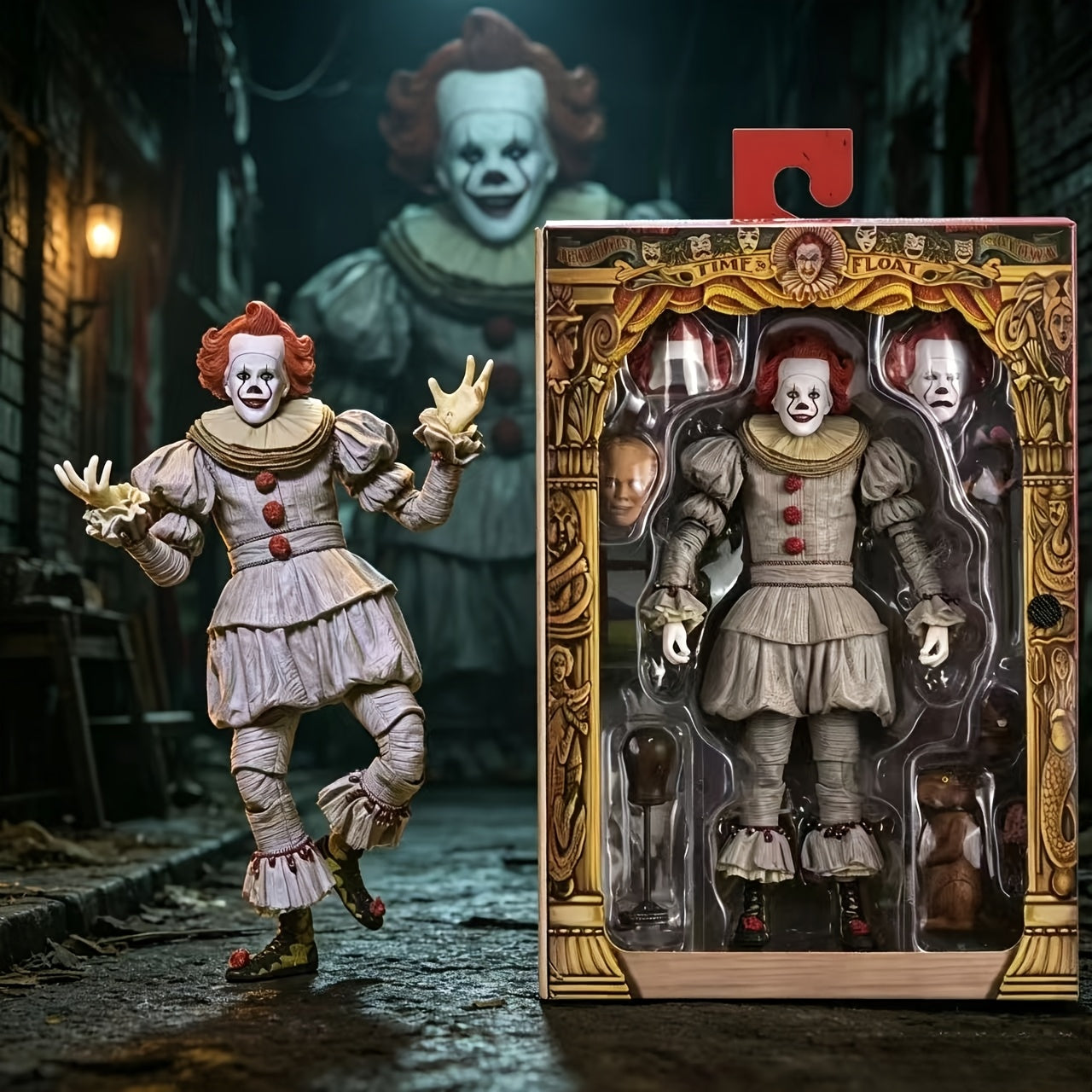 WB Boxed NECA It Ultimate Bob 'S Pennywise 7-Inch Figure, Exquisite Craftsmanship And Rich Additions, Perfect for PC Case Decoration, Bookshelf Display, And Ideal for DC Fans' Birthday, Halloween/Birthday/Christmas Gift/Collection