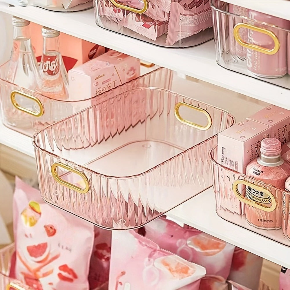 7pcs, Plastic Desktop Storage Box, Equipped with Built-in Handles and a Lid, Featuring a Multi-compartment Divider Design, with a Decorative Art Style. Suitable for Storing Cosmetics, Bedroom Items and Office Supplies. It Is an Ideal Gift Choice