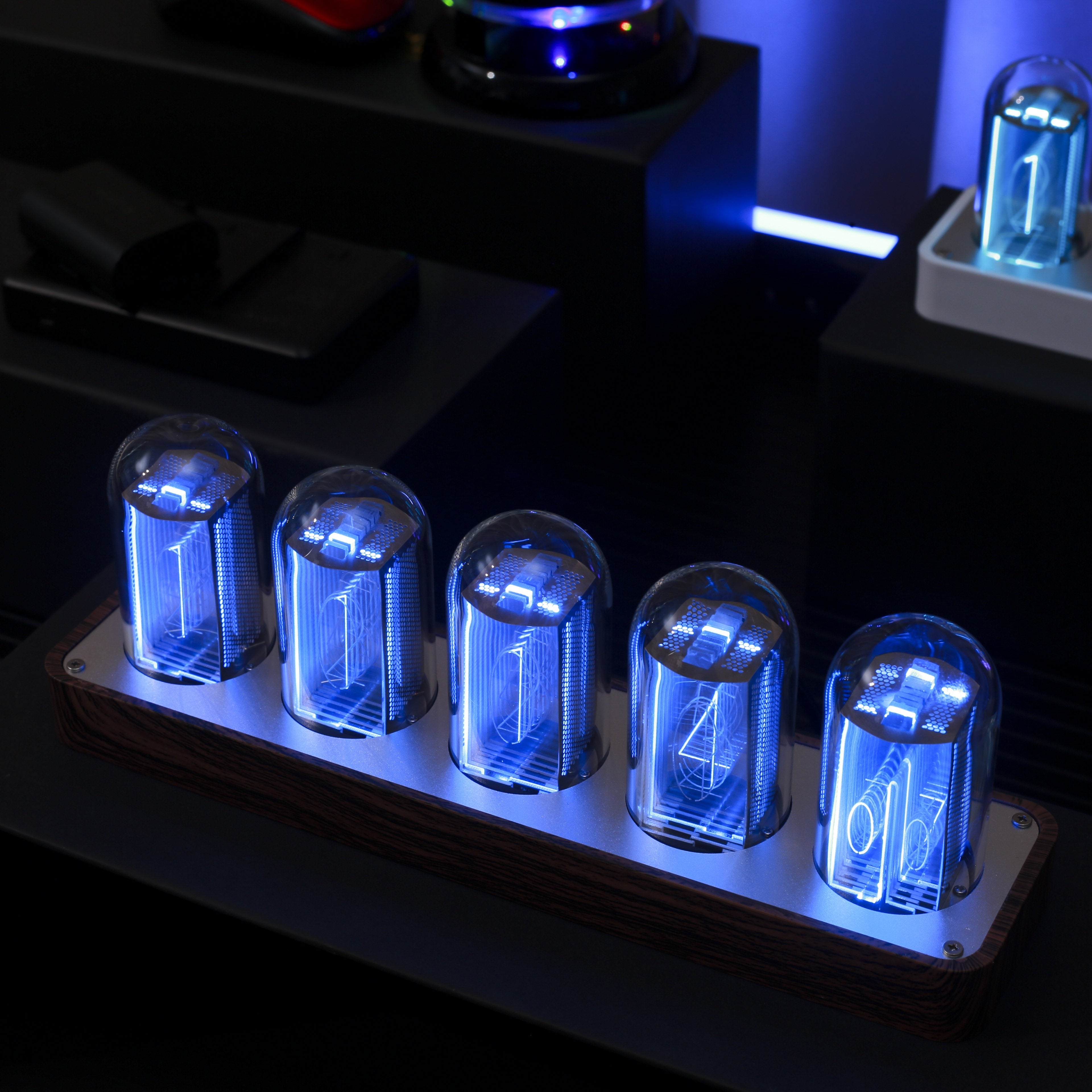 Modern Cityscape Desk Clock - Multifunctional Plastic Tabletop Decor with German-Inspired Design for Home & Office Nixie Tube Clock - Wi-Fi Enabled