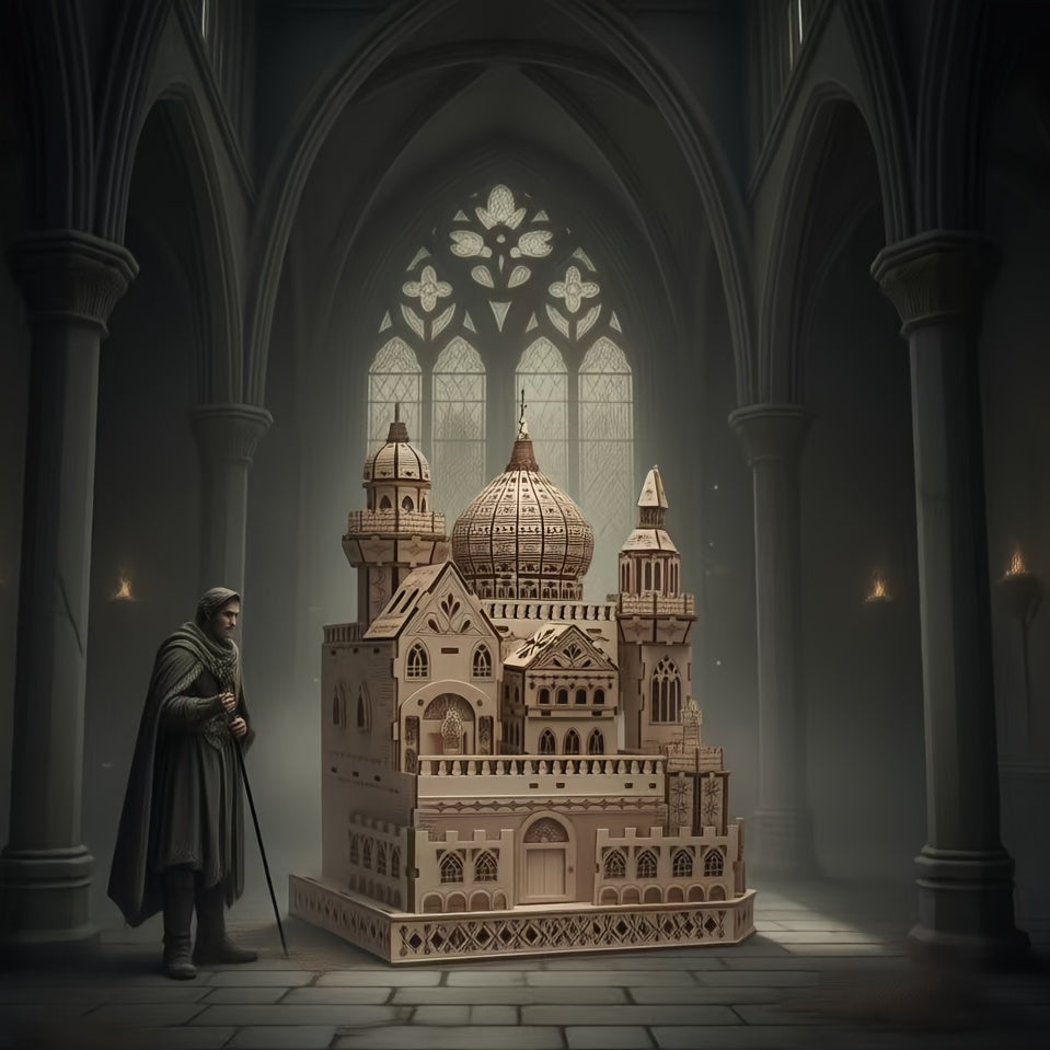 3D Drvena Slagalica - Gotički Misteriozni Dvorac, Visoki Dizajn, Model za Sklapanje, Poklon