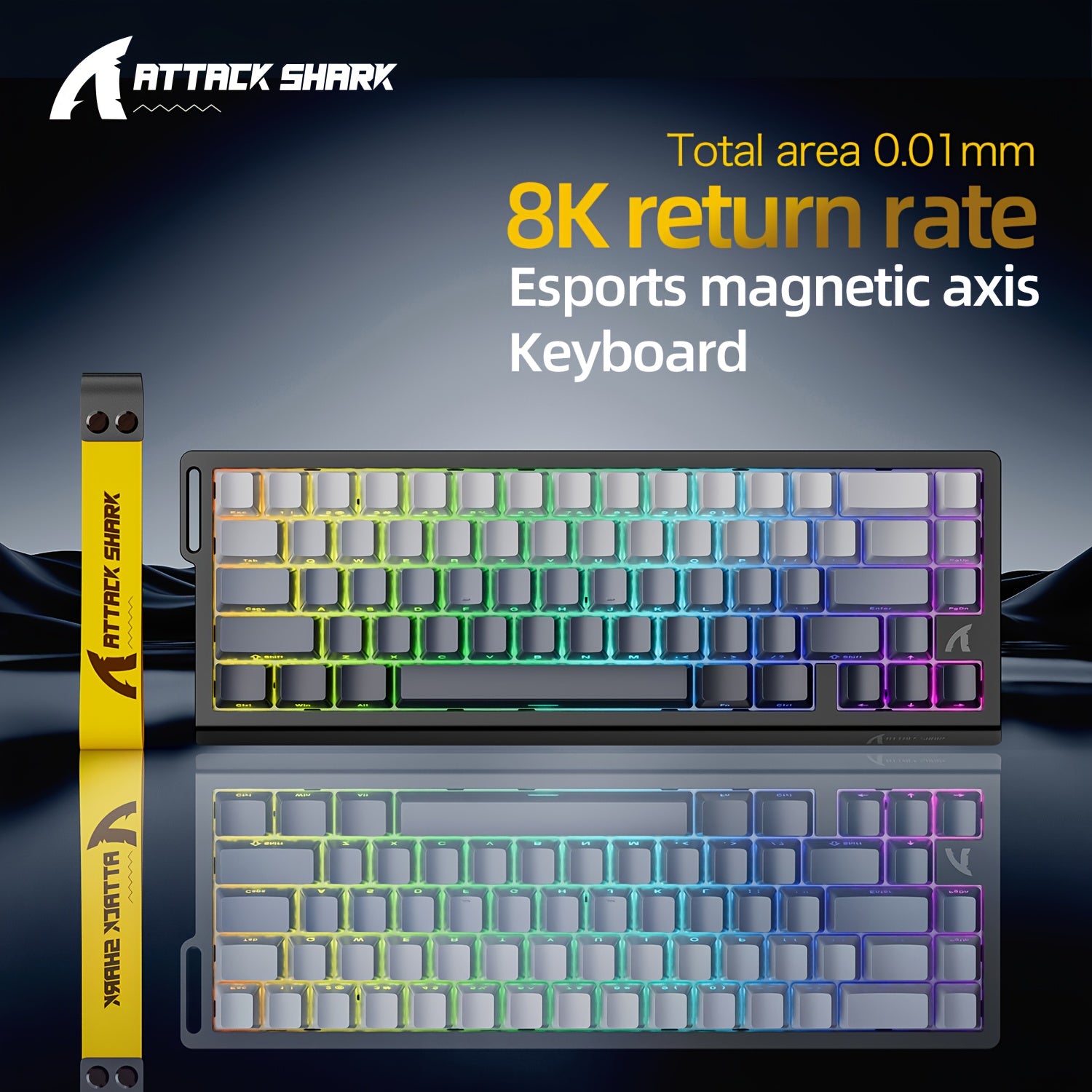 8K Hz Ultra-Fast Response ATTACK SHARK X68 HE Mechanical Gaming Keyboard - 0.01mm RT Precision + RGB Dynamic Lighting, Win/Mac Dual System Compatible, Ergonomic Wired Keyboard with USB Cable & Keycap Puller