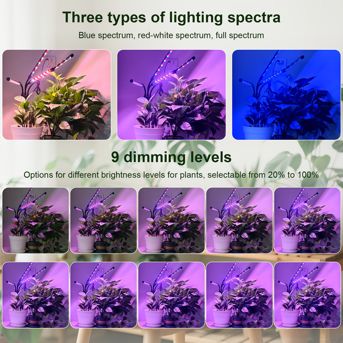 LED 4-Head Chassis Svetlo za Rast Biljaka - Multifunkcionalna Unutrašnja Rasveta, Podesivi Intenzitet, 3 Brzine Prebacivanja, Podstiče Zdrav Rast Biljaka, Pogodno za Staklenike, Čudžinice i Kućno Baštovanstvo