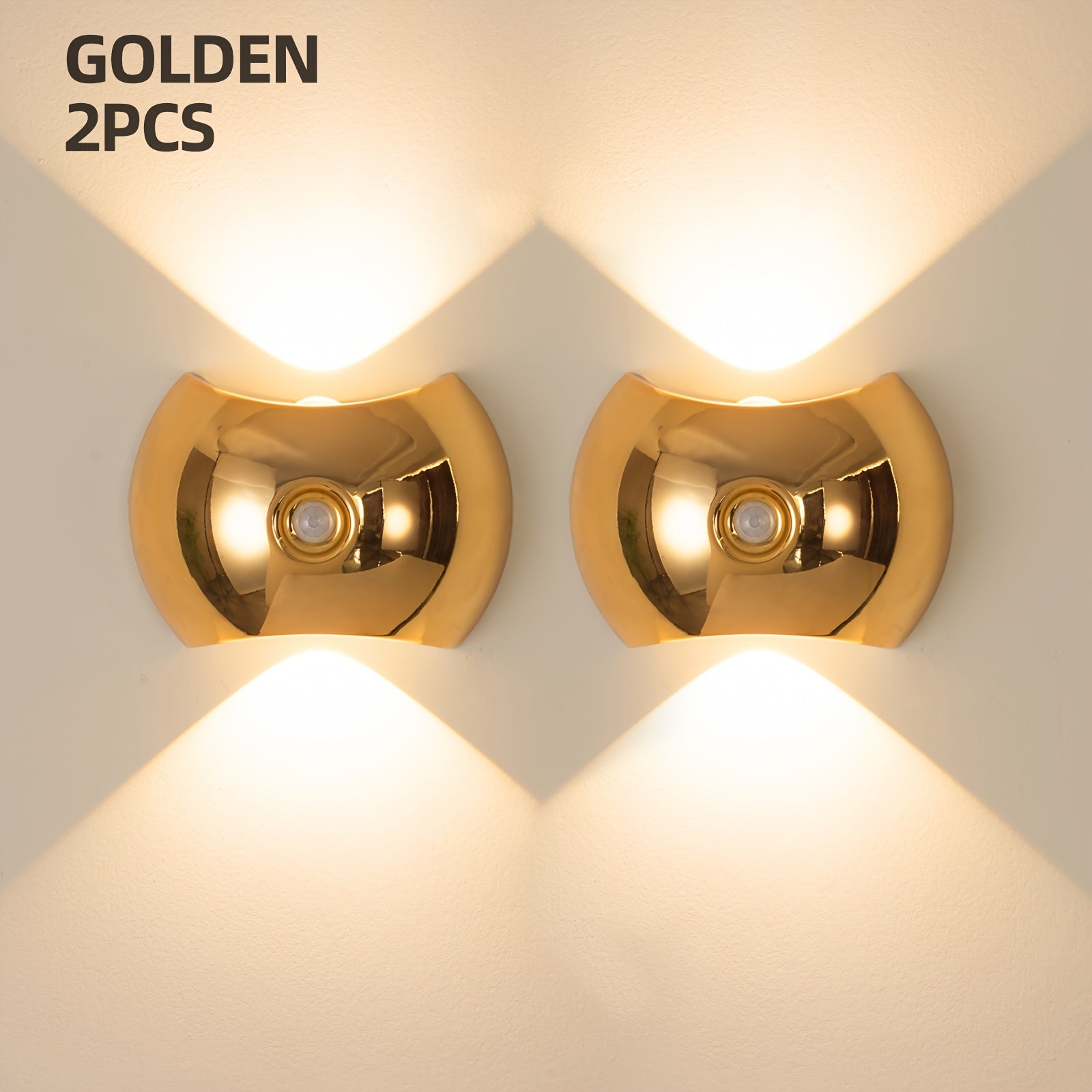 1pc 2pcs Golden Smart Lights, LED Wall Lights with Motion Sensors, USB Rechargeable Night Lights, Suitable for Places Such As Stairwells, Corridors, Bedrooms, Cabinets, Etc. Portable Magnetic Installation Induction Lights