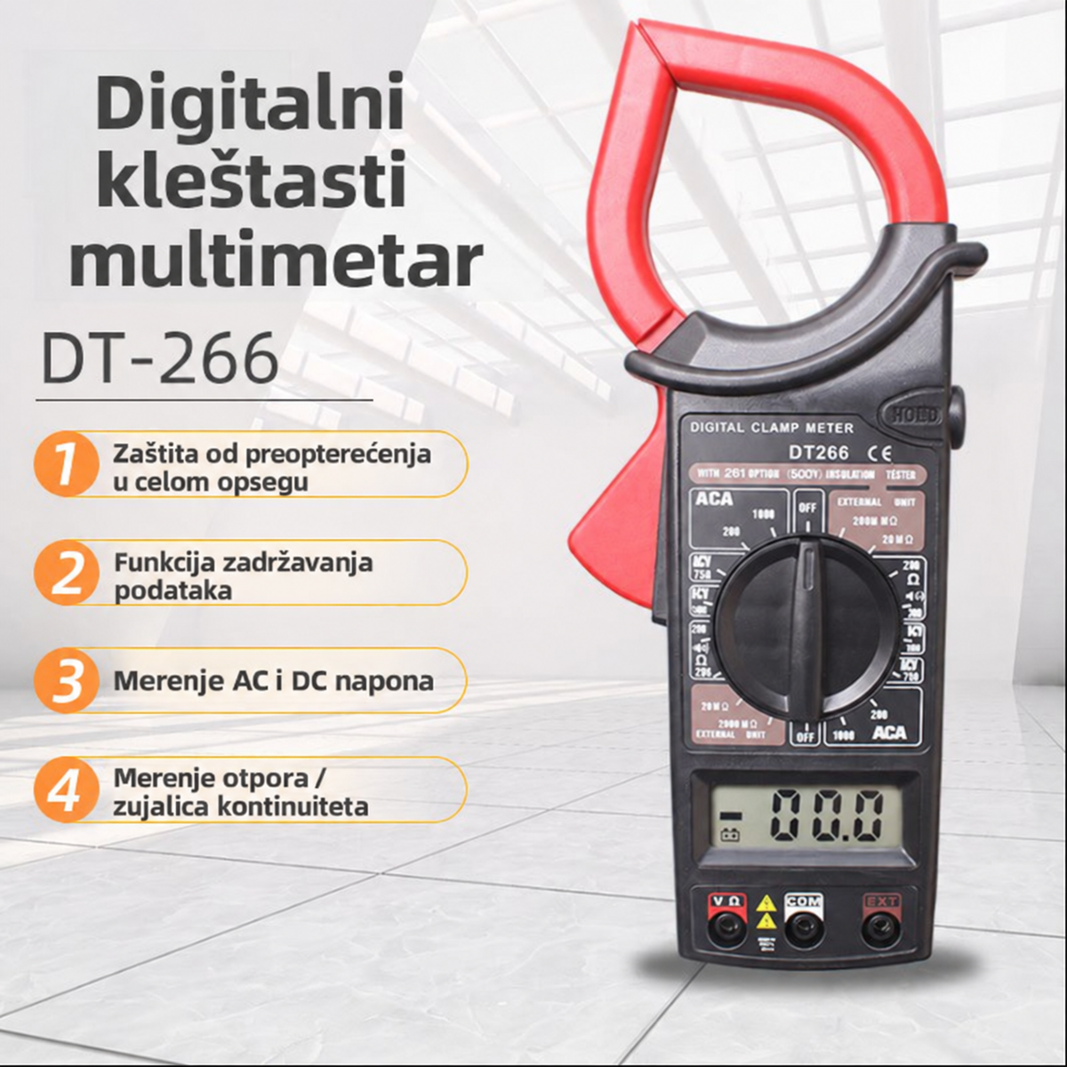 UT202A+ digitalni stezaljki multimetar 6000 očitanja, True RMS  napon, AC struja, otpor, kapacitet, frekvencija, kontinuitet, NCV detekcija