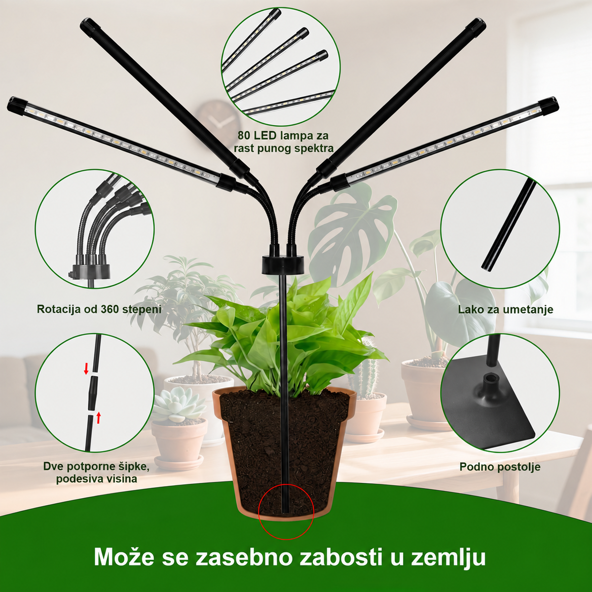 LED 4-Head Chassis Svetlo za Rast Biljaka