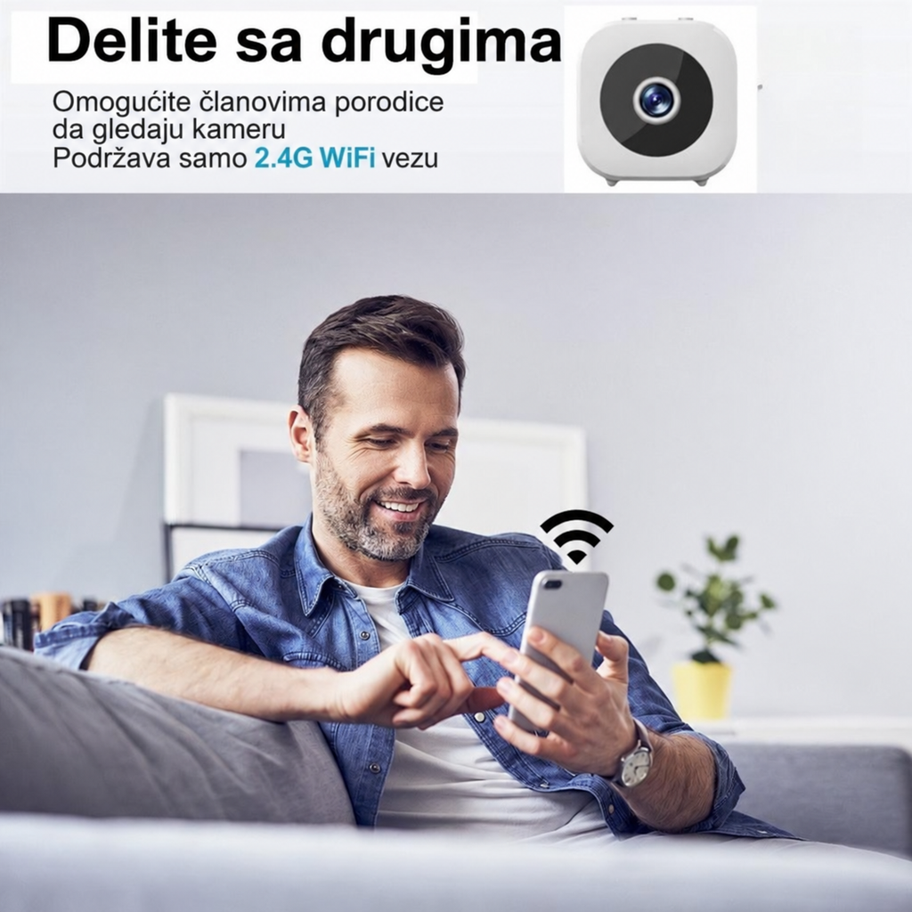 Lokalno Skladište Mini Bežična Nadzorna Kamera 1080P Prenosivi Daljinski Monitor za Dom, Slučajno Crna ili Bela Boja isporučuje se