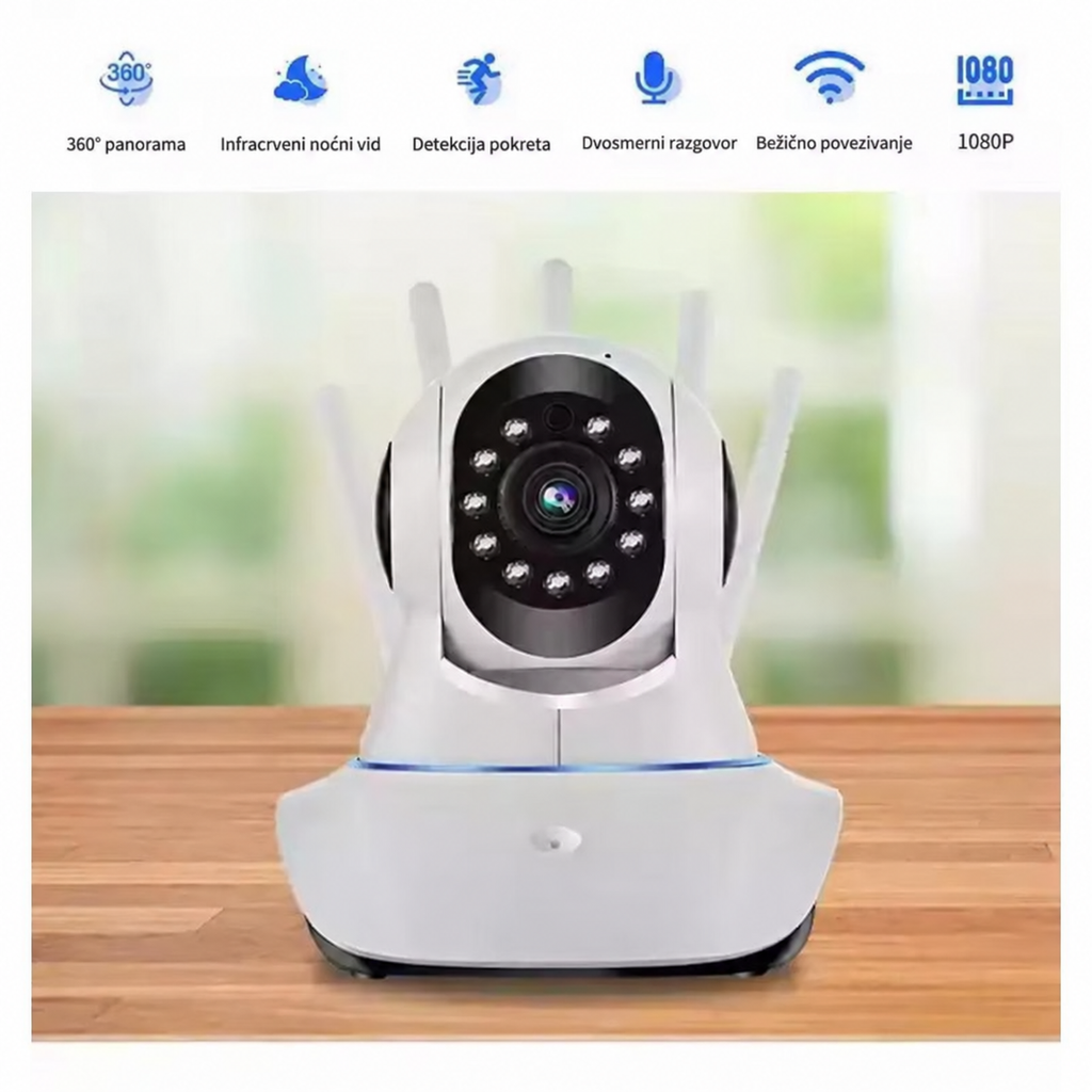 Bežična WiFi kamera, 360 stepeni, 1080P kamera, Kućni WiFi monitor visoke definicije