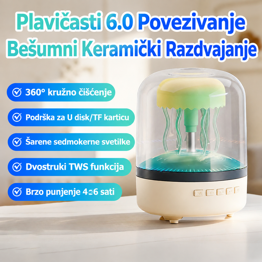 Luminisana kreativna RGB lampa 4. generacije u obliku meduze, desktop subwoofer sa belim šumom i Bluetooth zvučnikom