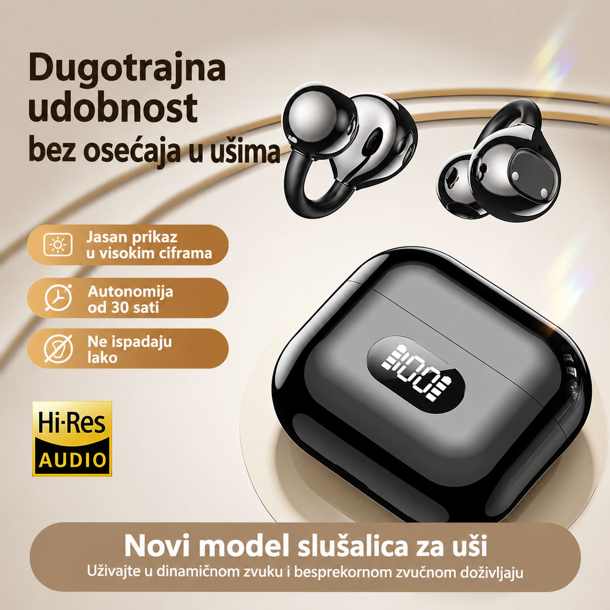 Pametne AI Bluetooth slušalice sa klipsom