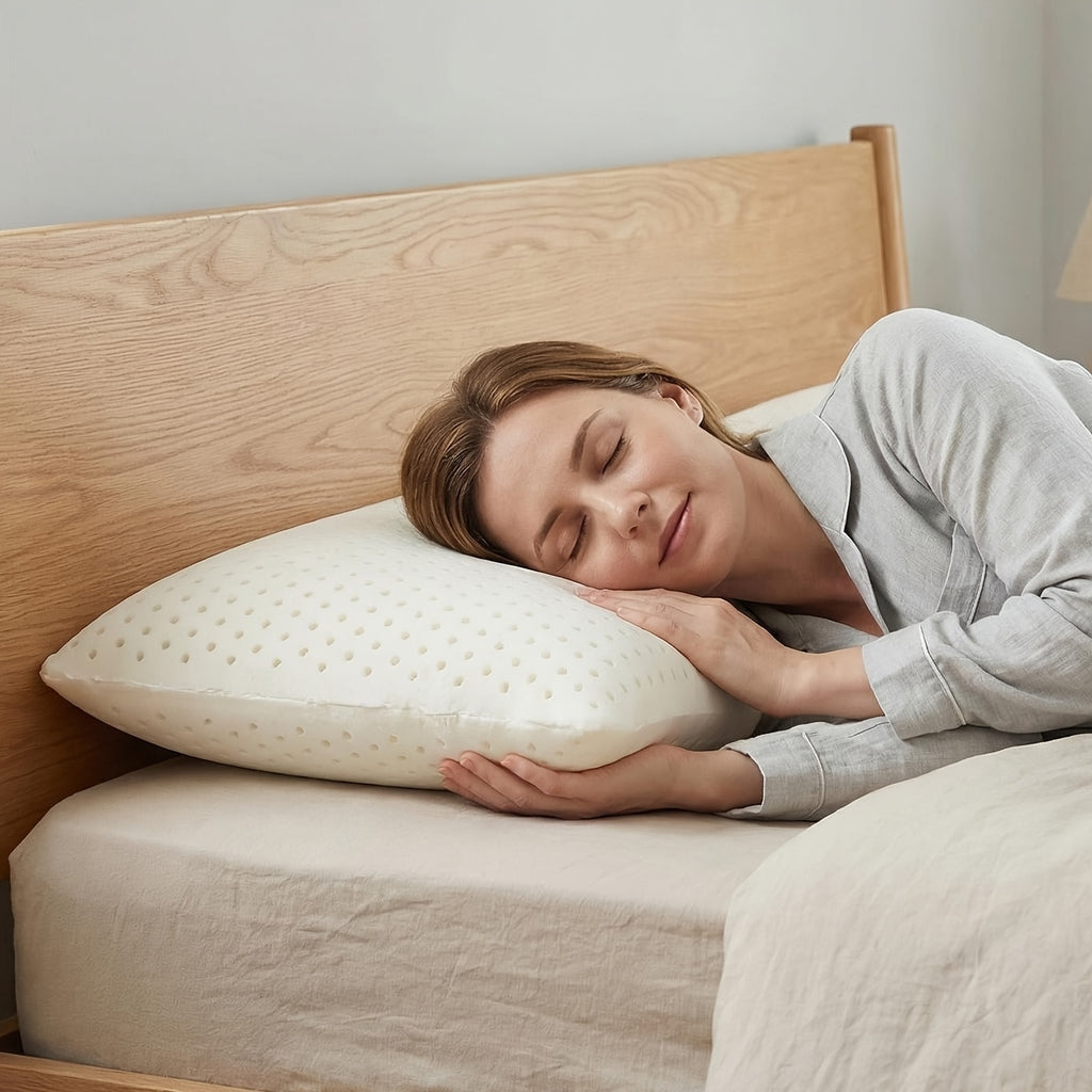 A TALALAY Natural Latex Pillow, Bread Structure Large Size Latex Pillow, Talalay Process Physical Foaming Is Healthier, High Elasticity, Soft And Q-Elastic to The Touch with Support