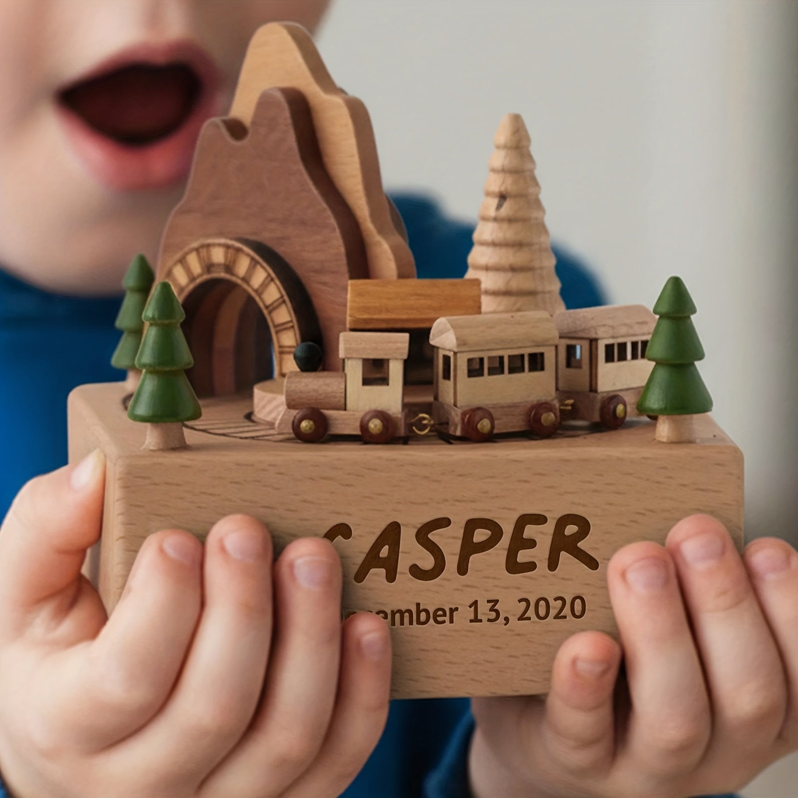 Personalized Wooden Train Music Box, Party Gift, Birthday Gift, Souvenir Gift, Engraved Name Music Box