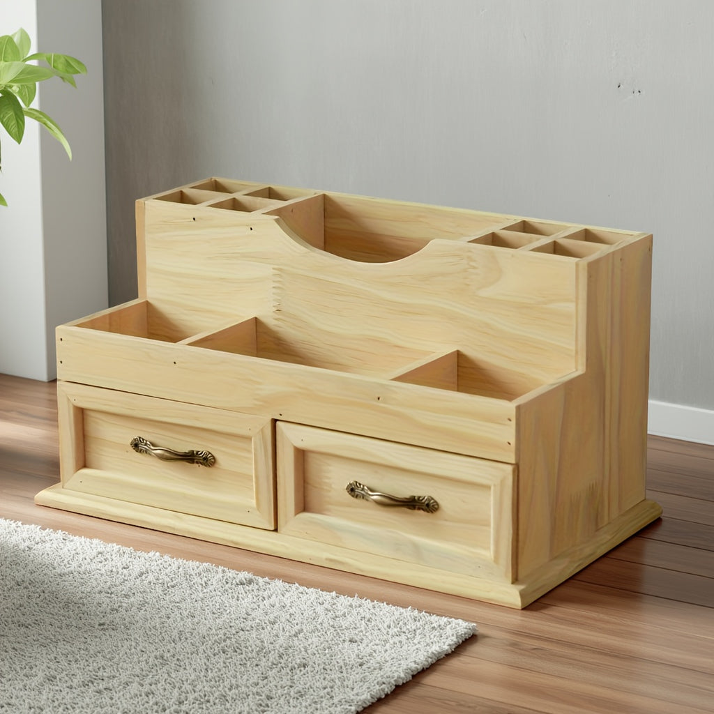 1pc Wooden Storage Organizer for Desktops Featuring Drawers, Ideal for Various Items, Perfect for The Living Room, Study, Or Bedroom, Designed in a Modern Minimalist Style