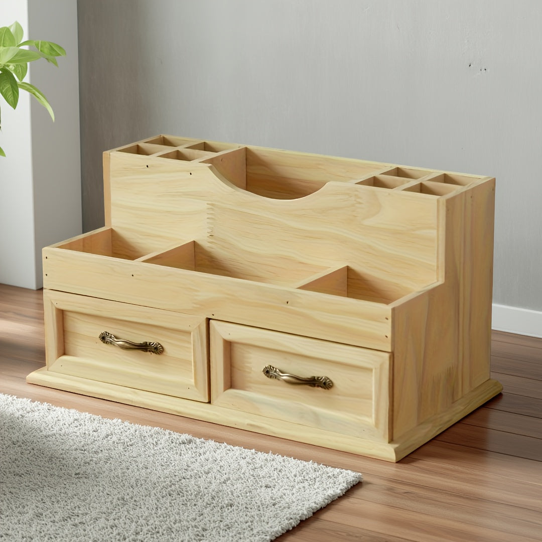 1pc Wooden Storage Organizer for Desktops Featuring Drawers, Ideal for Various Items, Perfect for The Living Room, Study, Or Bedroom, Designed in a Modern Minimalist Style