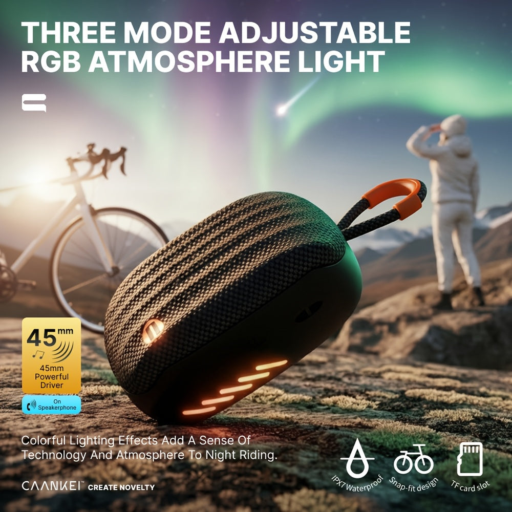 Smart Wake-up Voice Cycling Speaker with TF Card Slot, Latest Cycling Speaker, Convenient and Compact - TWS Pairing, Ultra-long Battery Life - Wind-noise Resistant Built-in Microphone, Suitable for Computers and Mobile Phones for Direct Calls