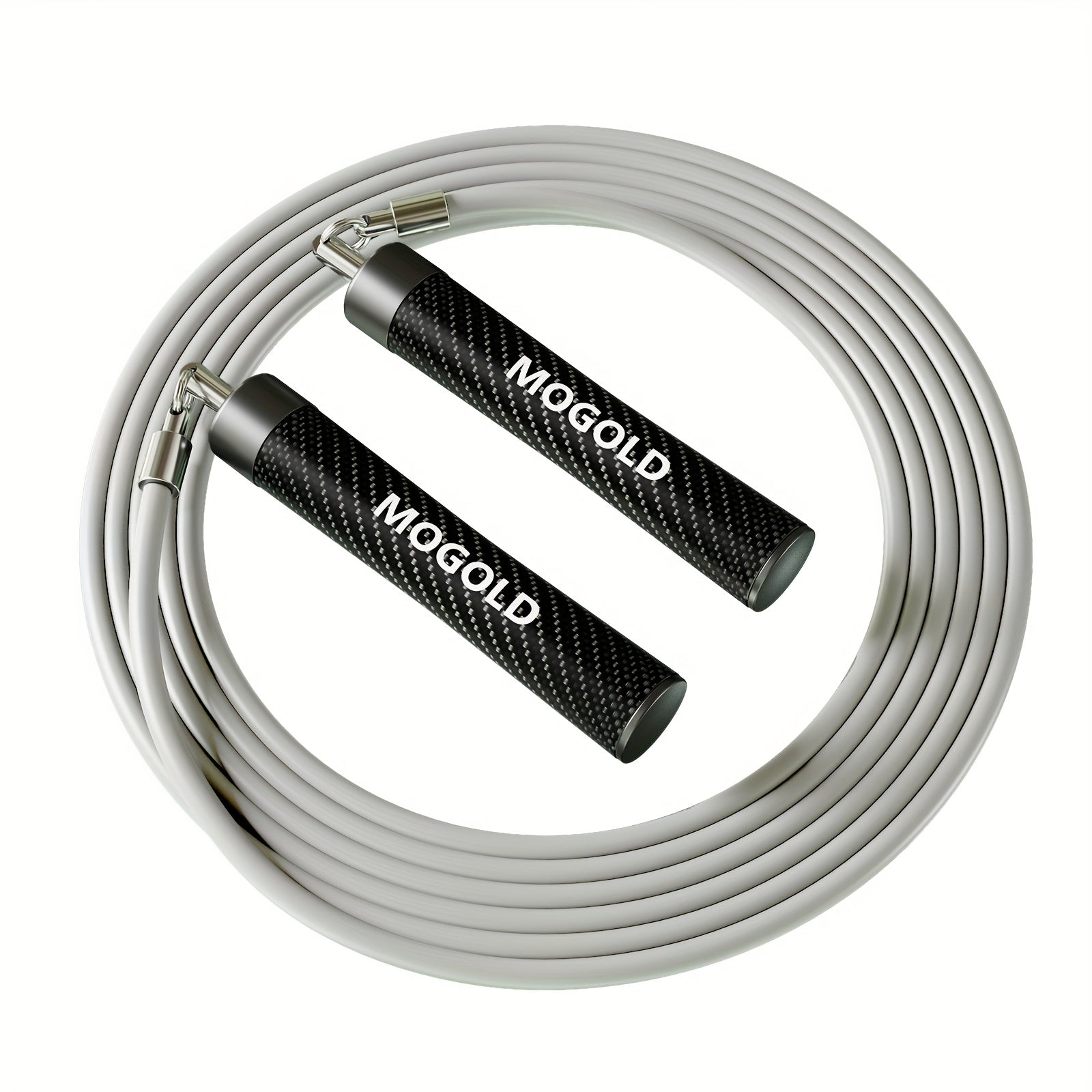 Jedan set profesionalnog MOGOLD opterećenog čeličnog skakačkog konopa od 8mm za boks, aerobik i sagorevanje u teretani sa ergonomskom drškom od aluminijumske legure