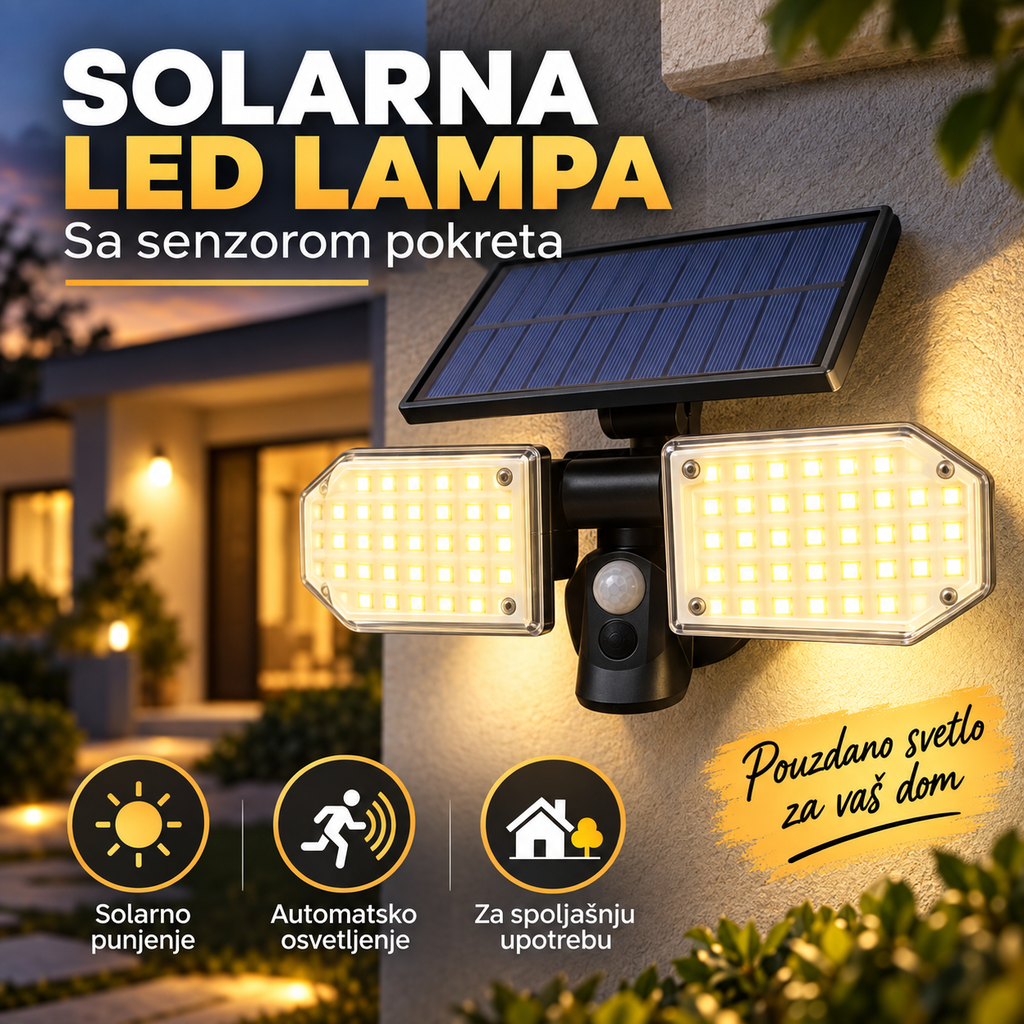 Solarna LED lampa sa senzorom pokreta – spoljna zidna rasveta sa solarnim punjenjem