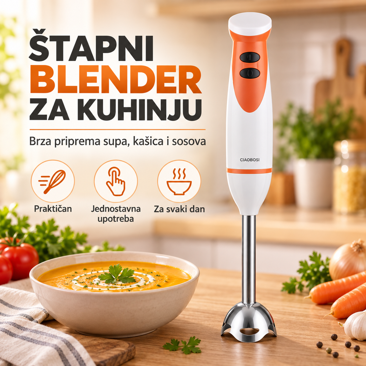 Ručni štapni blender – praktičan kuhinjski aparat za brzo miksanje i usitnjavanje