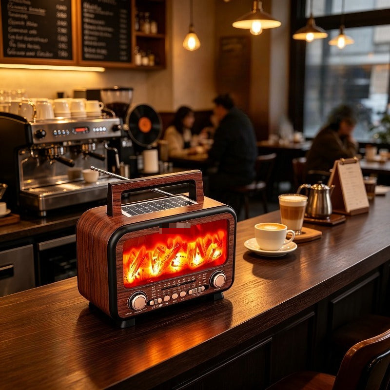 Retro radio sa izgledom prirodnog drveta i dinamičkim svetlosnim efektima
