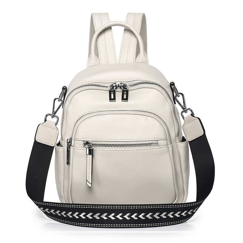 MEGEE Women's Backpack, Elegant Top-Grain Genuine Leather Backpack, Fashionable Niche Single-Shoulder Bag
