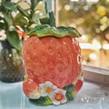 Cookie Jar Designed Like a Strawberry, Perfect for Storing Biscuits And Treats, Ideal for Tea Storage, And Serves As a Kitchen Organizer in a Farmhouse Style (Available in Pink And Red)