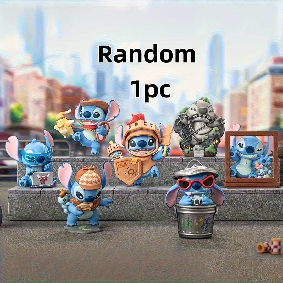 Random 1pc MINISO Stitch City Adventure Series Desktop Ornament Will Be Randomly Included As a Gift. Toy Figurines And Plush Dolls. As a Birthday Present And Suitable As a Holiday Gift Or Home Decoration, Valentine'S Day And Easter Gifts