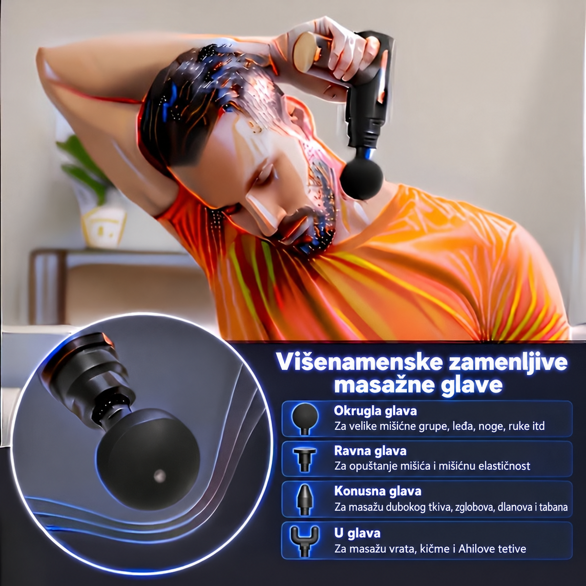 Prenosivi USB punjivi masažer – uređaj za masažu mišića i fascije