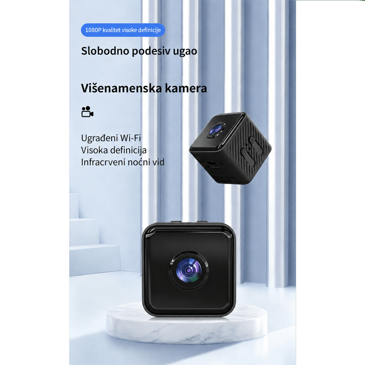 1080P HD WiFi Sigurnosna Kamera sa Infracrvenim Noćnim Vidom, Daljinski Pregled Kućne Nadzorne Kamere