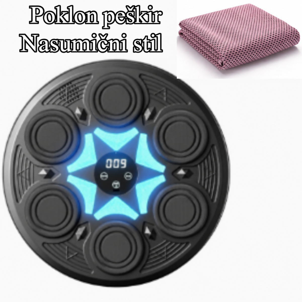Pametna bokserska mašina sa sistemom za trening ritma muzike i rashladnim peškirom - Instalacija bez probijanja, pogodna za kućnu teretanu, opremu za fitnes u zatvorenom, trener reakcije, prenosivi uređaj za udaranje u metu