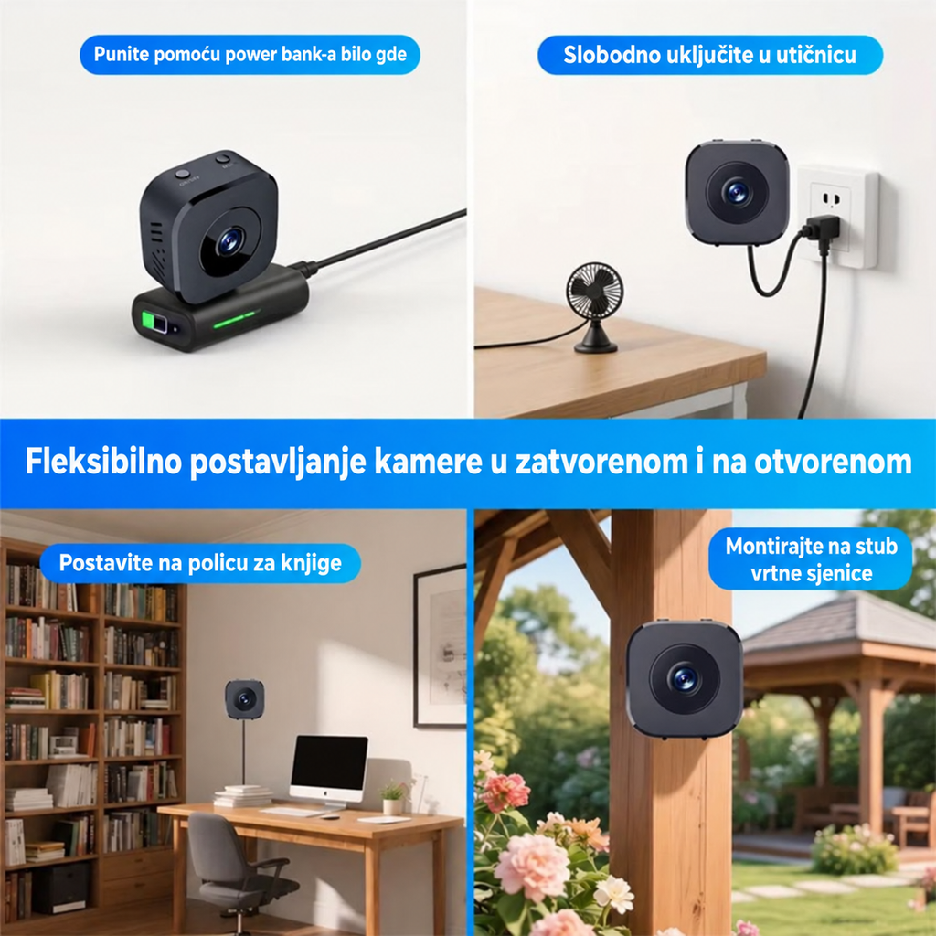 Lokalno Skladište Mini Bežična Nadzorna Kamera 1080P Prenosivi Daljinski Monitor za Dom, Slučajno Crna ili Bela Boja isporučuje se