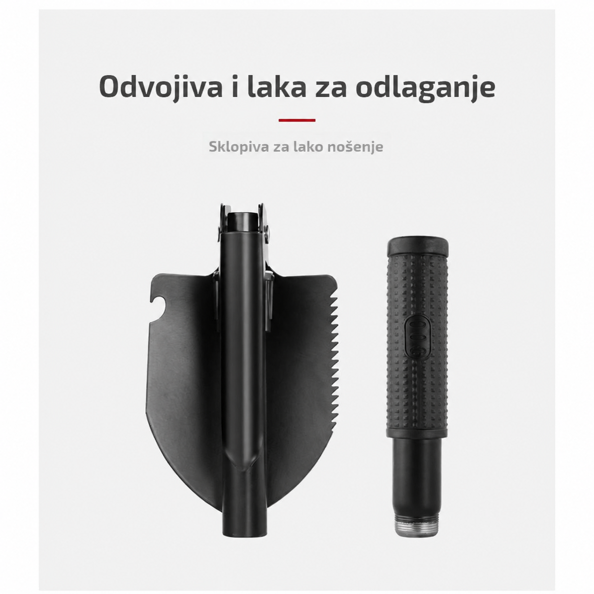 Sklopiva prenosiva višenamenska lopata za upotrebu na otvorenom