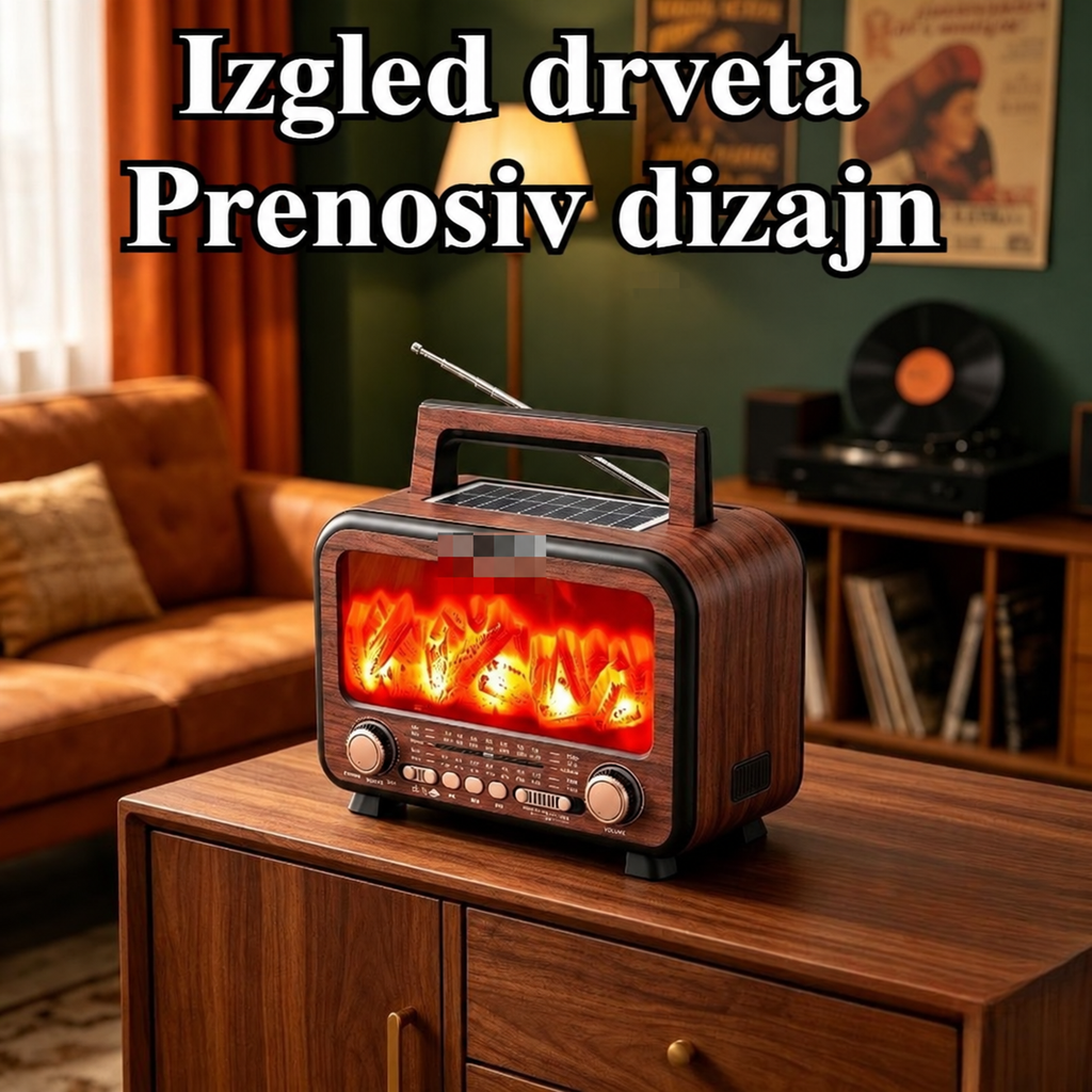 Retro radio sa izgledom prirodnog drveta i dinamičkim svetlosnim efektima