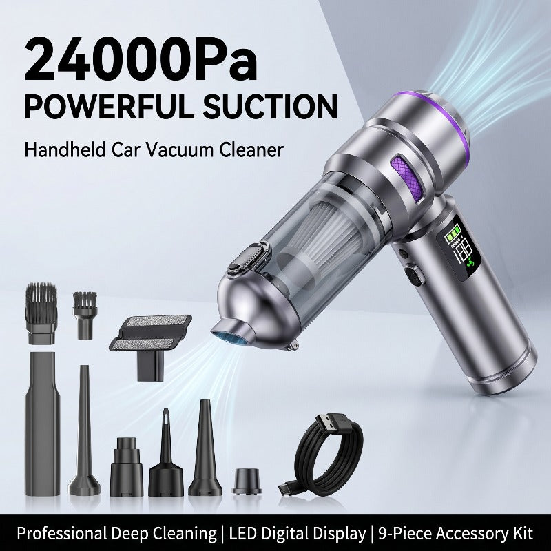 UTEK New 24000Pa Handheld Car Vacuum Cleaner, Vacuum And Blower, 100W High-Power Handheld Vacuum, Equipped with LED Light And Multiple Nozzles, Suitable for Car, Home, Office, Pet Care, Santa Claus Christmas Gift