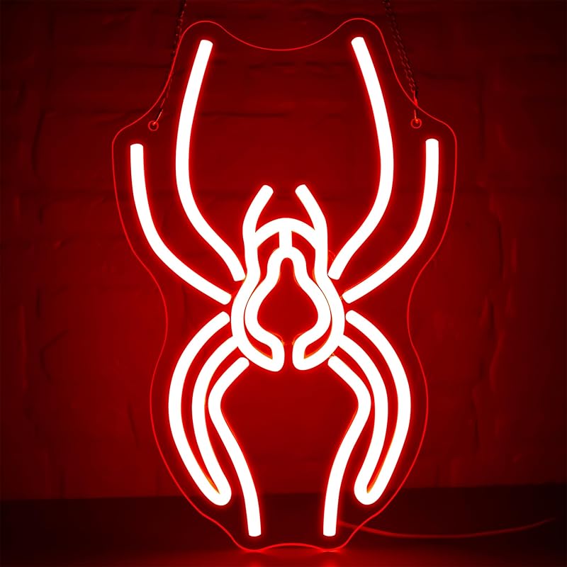 Spider LED Dimmable Neon Zidni Dekor, USB Napajanje, Dimmable Anime Halloween Neon Svetlo za Mušku Pećinu, LED Svetleći Pauk Znak, Pogodno za Igraonicu, Prodavnicu Kućnih Ljubimaca, Bar, Spavaću Sobu, Halloween Rođendanski Poklon Umetnost