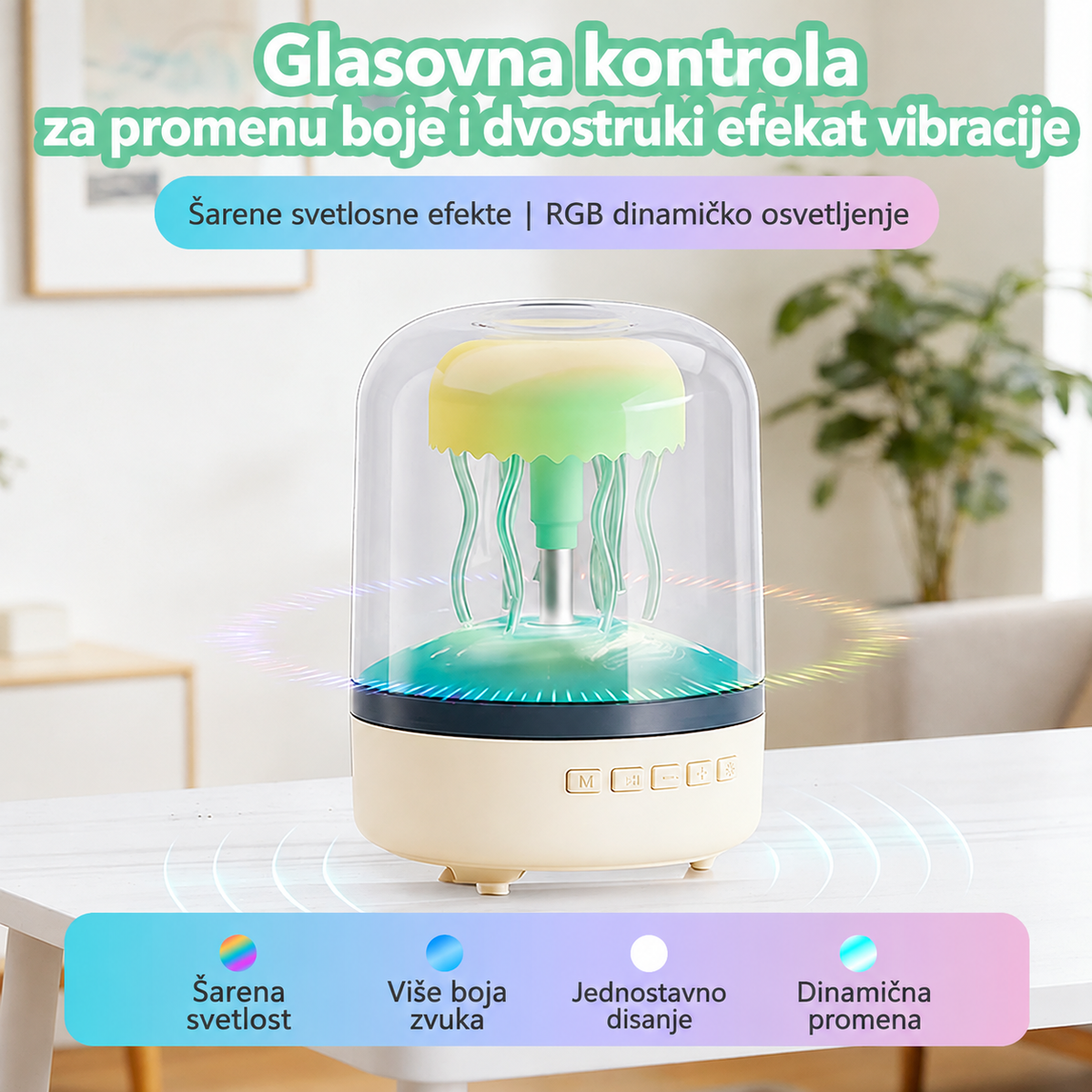 Luminisana kreativna RGB lampa 4. generacije u obliku meduze, desktop subwoofer sa belim šumom i Bluetooth zvučnikom